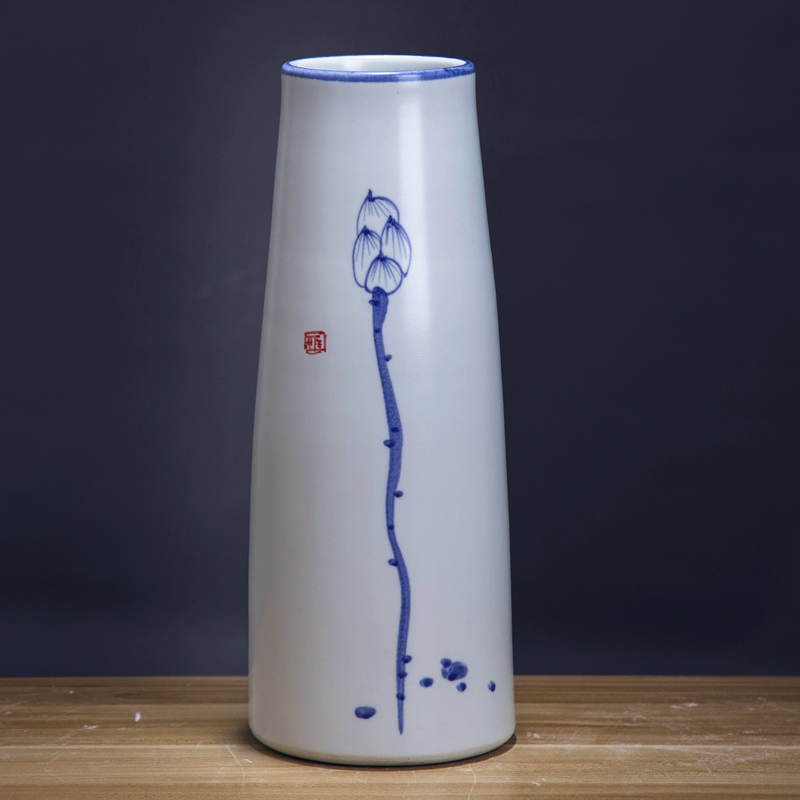 Jingdezhen chinaware lotus flower vase three - piece suit of new Chinese style living room zen flower arrangement home furnishing articles