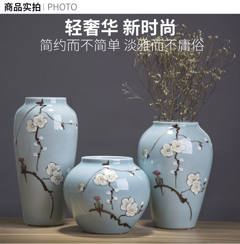 YYLI Vase TV Cabinet Ceramic Floor Vase Living Room Decoration Artificial Flower Decoration Modern New Chinese Style 