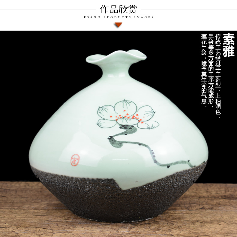 Jingdezhen ceramics creative manual zen vase Chinese style living room table home flower adornment furnishing articles