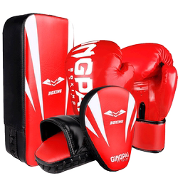 Adult Boxing Gloves Set for Sanda Training, Taekwondo Hand Target, Foot Target, Shield, Muay Thai Fighting, Unisex Set