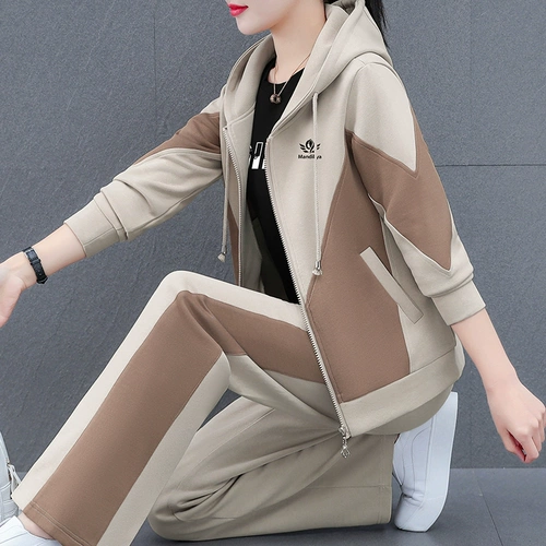 Штаны, спортивный костюм, толстовка для пожилых людей для матери, комплект, для среднего возраста, оверсайз, 3 предмета