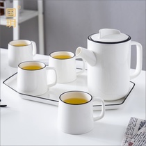  Guoyue Nordic teapot set cup Ceramic water set Household teacup Simple water cup kettle with tray