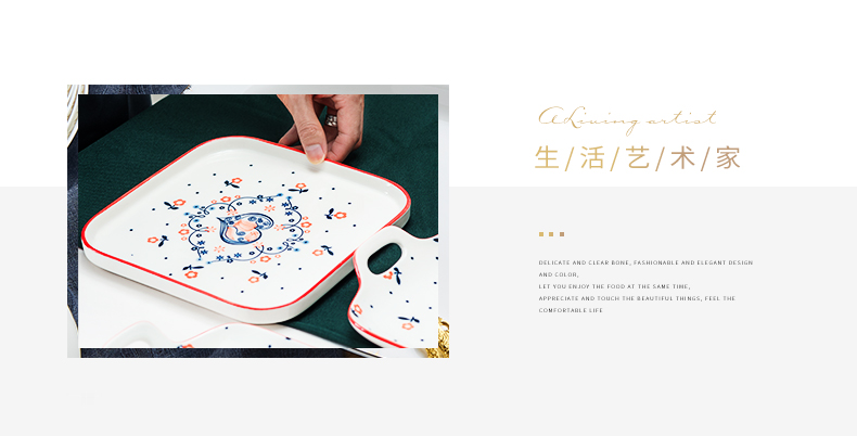 Tangshan ceramic dishes suit household Japanese - glazed in dinner suit creative porcelain bowl meal plate suit