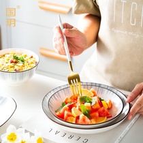  Guoyue Tangshan glaze Zhongcai plate Nordic ceramic dishes Household dishes Small fresh dinner plate creative tableware fish plate