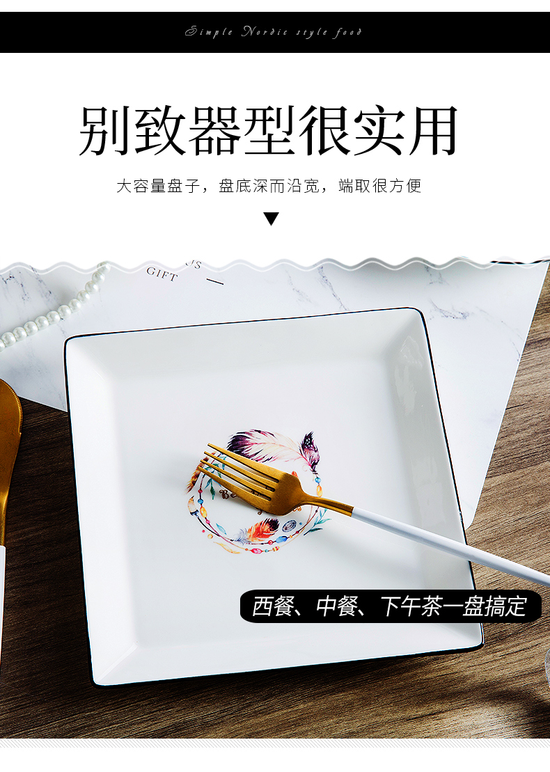 Jingdezhen ceramic tableware suit small pure and fresh dishes combine northern wind dishes suit household ideas for the job