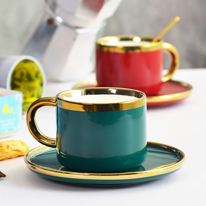 Ceramic coffee cups and saucers key-2 luxury afternoon tea cups with creative combination of European teaspoons glass mugs restoring ancient ways