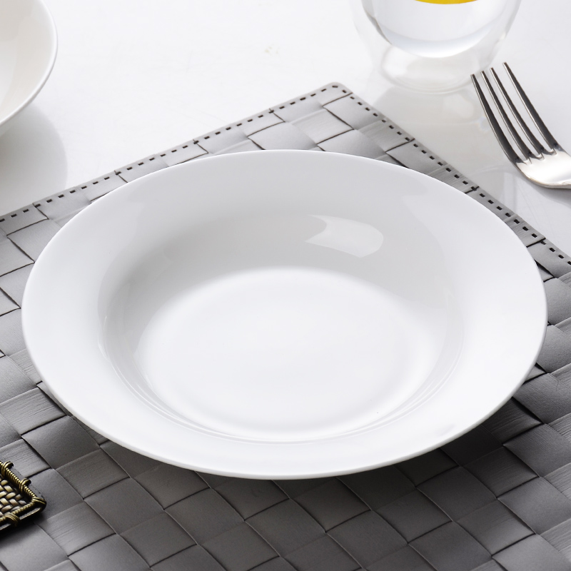 Tangshan ipads porcelain child creative dishes home round deep dish contracted pure Chinese cabbage dish soup plate round ceramic plate
