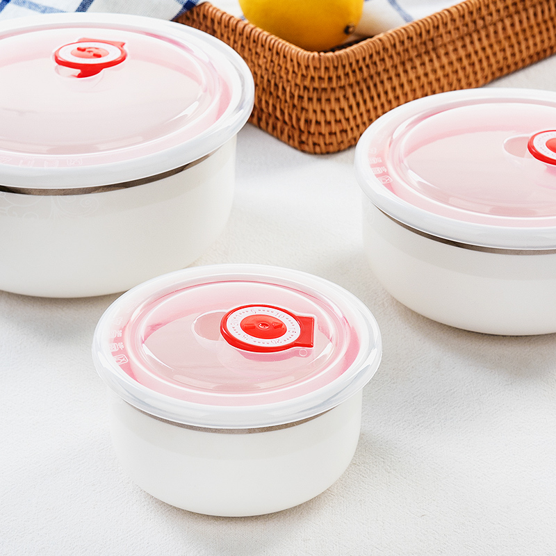 Tangshan ipads China preservation bowl three - piece bento lunch box with cover seal round ceramic suit the refrigerator to use