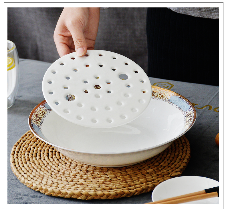 Jingdezhen ipads China tableware large double dumplings dumplings plate household drop dish ceramic dishes deep