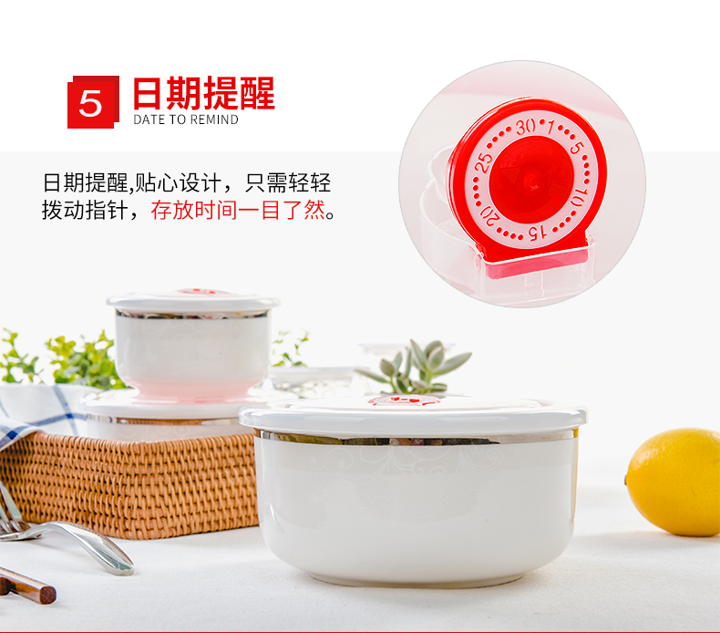 Tangshan ipads China preservation bowl three - piece bento lunch box with cover seal round ceramic suit the refrigerator to use
