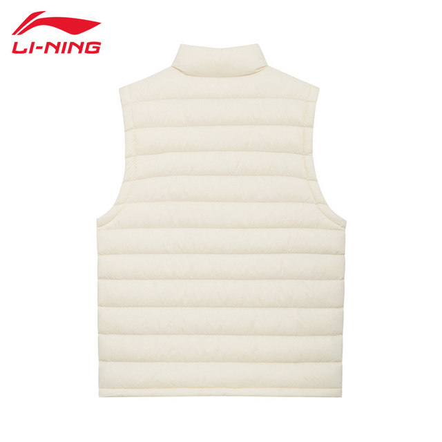 Li Ning ລົງ Vest ດູໃບໄມ້ລົ່ນຂອງແມ່ຍິງແລະລະດູຫນາວສີແຂງກະທັດຮັດ ້ໍາຫນັກເບົາ ອົບອຸ່ນ Duck Down Waistcoat Casual Versatile Vest ສໍາລັບແມ່ຍິງ