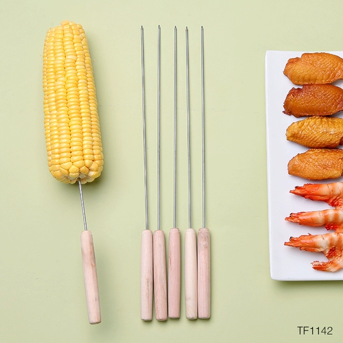 Шашлычки для баранины из нержавеющей стали, коммерческие шампуры для барбекю, круглые шампуры с деревянной ручкой, специальные инструменты для барбекю