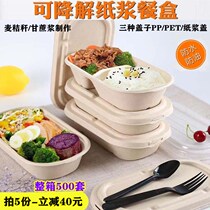 Disposable pulp box environmentally friendly degradable salad box takeaway packaged meal kit Vegetable Fruit Sushi Lunchbox