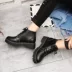 Martin ủng nữ mùa thu và mùa đông Giày nhỏ màu đen kiểu Anh với đôi giày nhung cotton Giày sinh viên ấm áp boot đen Giày ống