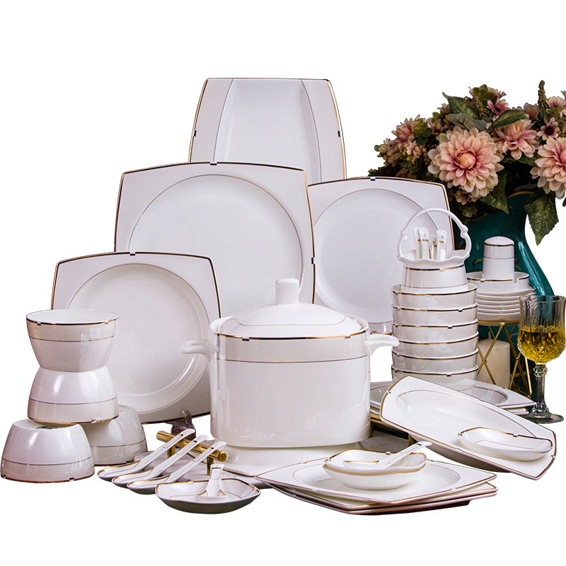 Tangshan ipads porcelain tableware suit see European contracted and I household ceramic dishes dishes manual gift gift box