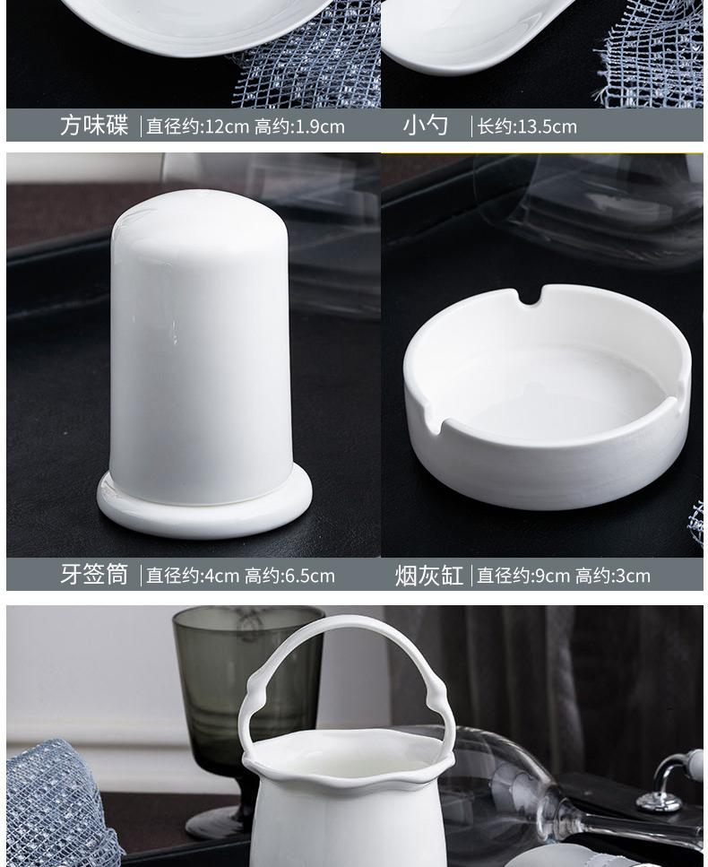 Tangshan 56 head white ipads China tableware suit contracted dishes suit Chinese dishes home plate gift set
