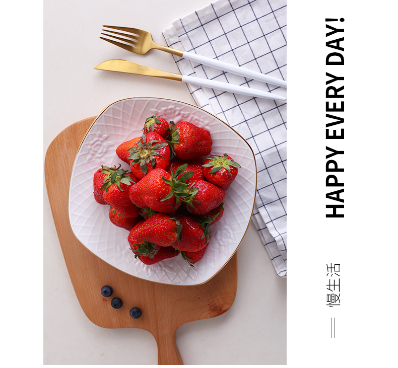Ipads porcelain dish square beefsteak plate of pasta European - style up phnom penh anaglyph dessert salad fruit bowl