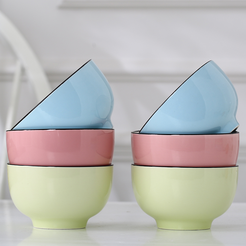 If the haze color ceramic bowl home eat rice bowls web celebrity tableware ins good - & bowl of 10 Korean microwave oven