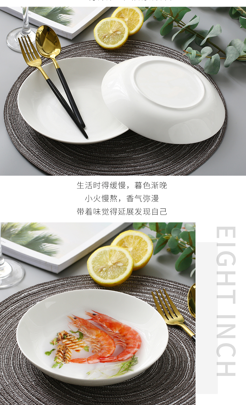 Pure white ipads China plate sub contracted household food dish of circular plate flat square plate 6 sets of tangshan ceramic tableware