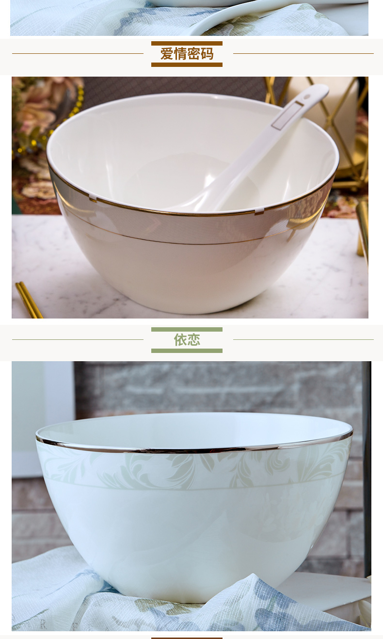 Tangshan 8 inch big bowl 1 only ceramic ipads China large bowl of tableware Chinese creative soup basin rainbow such as use of household microwave oven