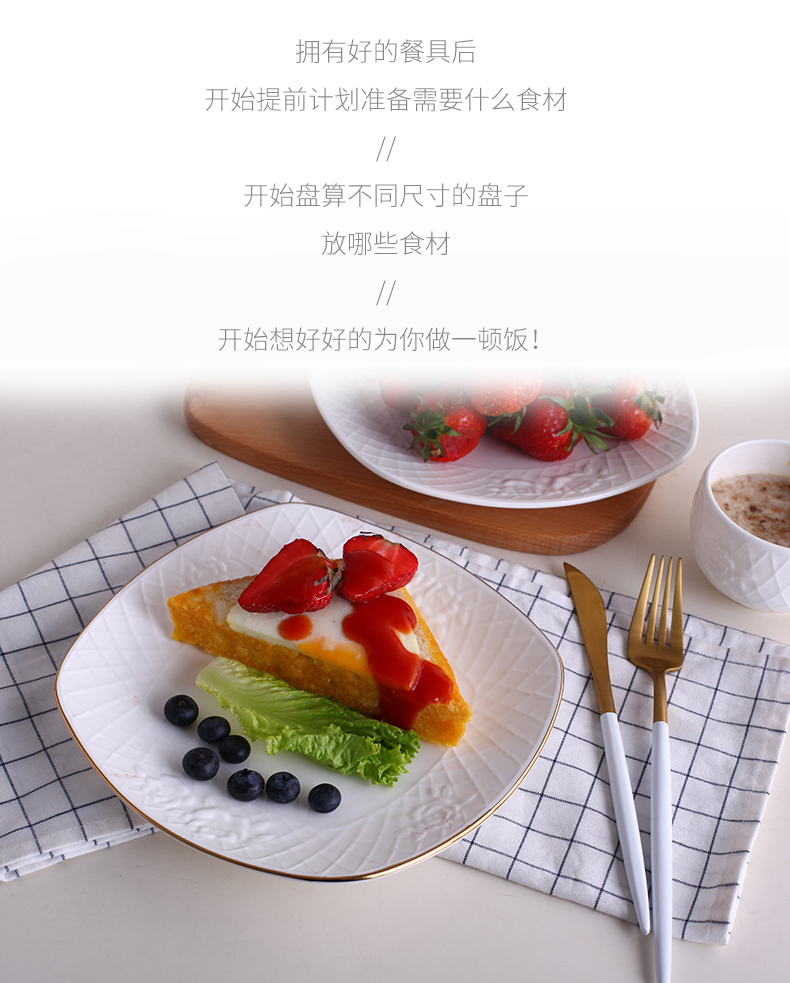 Ipads porcelain dish square beefsteak plate of pasta European - style up phnom penh anaglyph dessert salad fruit bowl