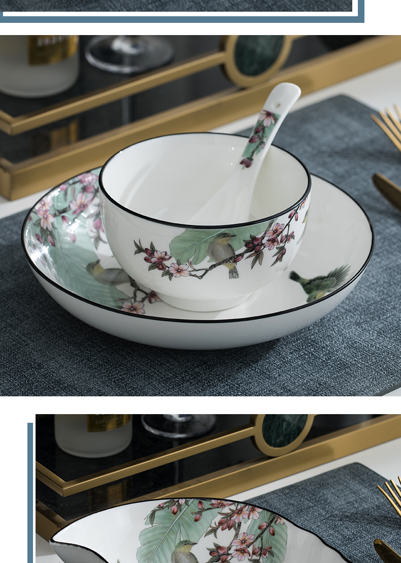 Ceramics thickening eat bread and butter of household of Chinese style effectively prevent hot soup bowl rainbow such as bowl dish dish dish fish dish taste a single plate