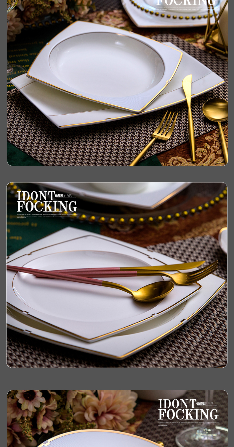 Tangshan ipads porcelain tableware suit see European contracted and I household ceramic dishes dishes manual gift gift box