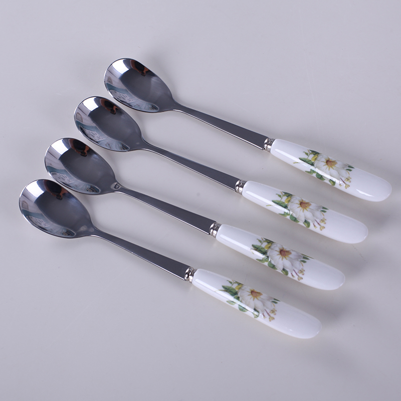 Ipads China coffee spoon stirring spoon breakfast cup small stainless steel spoon, dessert spoon, lovely move long handle ceramic spoon