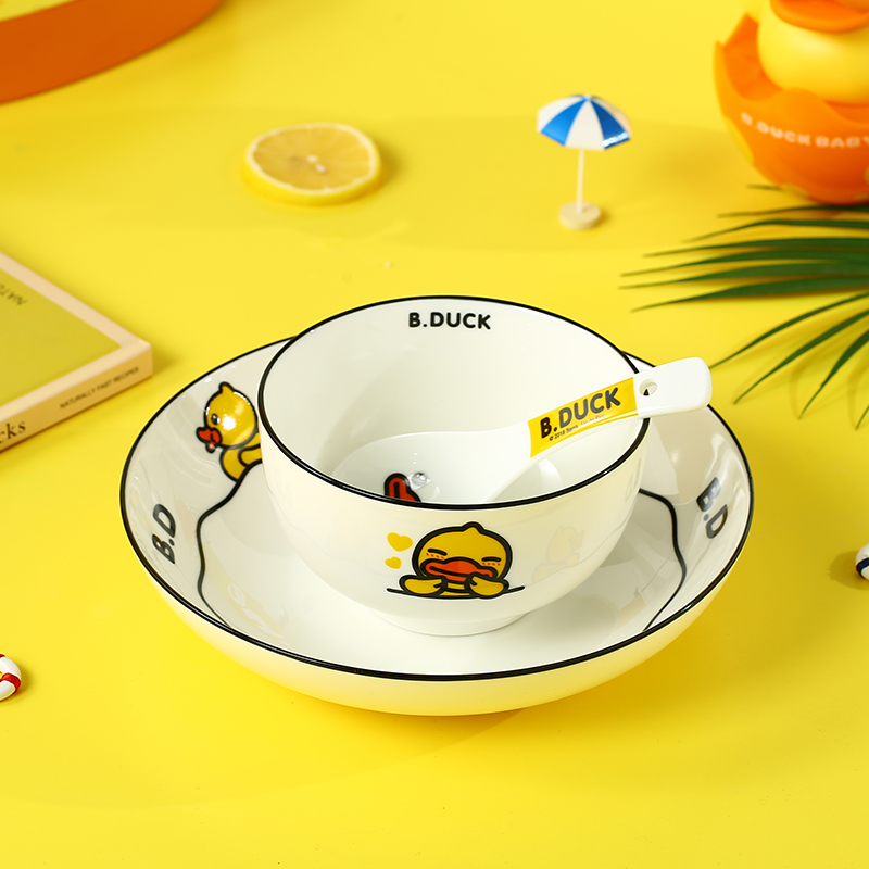 Yellow duck ceramic household eat bowl of nice cartoon bowl dish dishes tableware suit fashion and lovely students