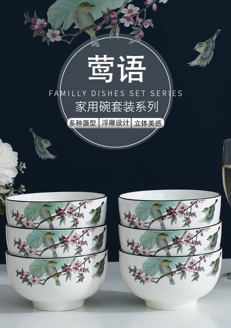 Ceramics thickening eat bread and butter of household of Chinese style effectively prevent steamed dishes is not easy to hot bowls suit 10 wear a plate