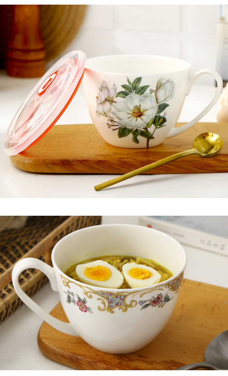 Ceramic cup with cover large capacity oat milk for breakfast big breakfast bowl microwave large ipads China mugs