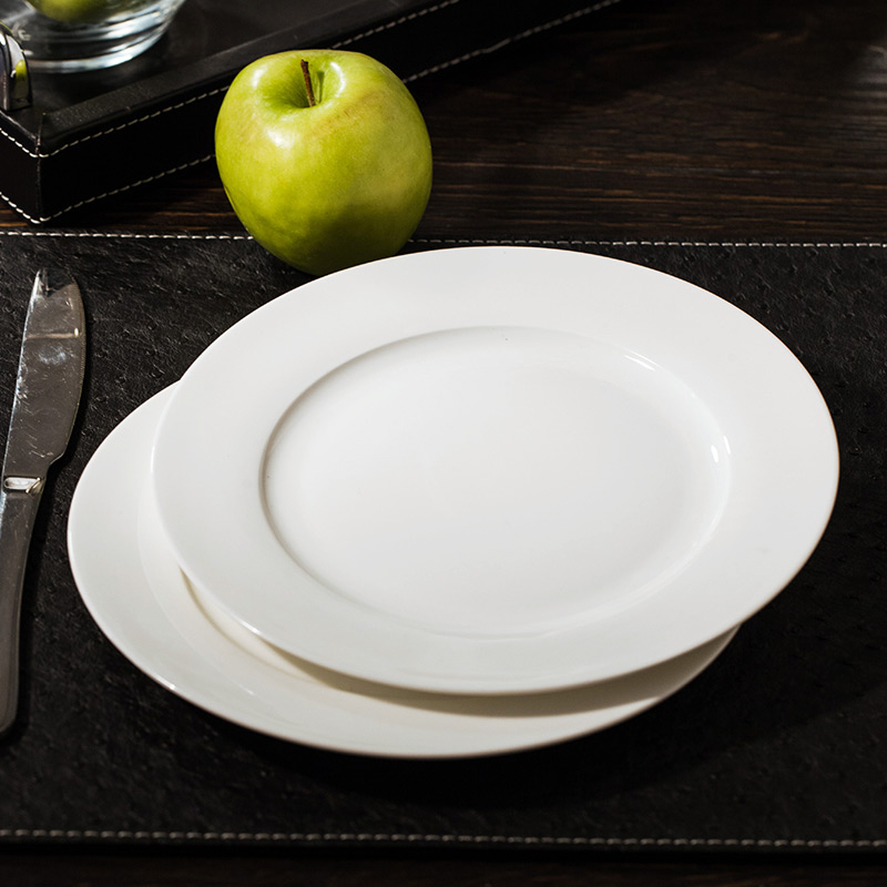 Pure white ipads porcelain food dish home soup plate deep dish 8 inch 10 inch ceramic round plate of fruit plate dinner plate
