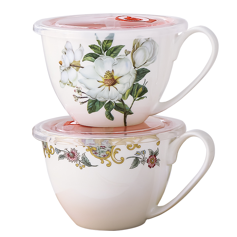 Ceramic cup with cover large capacity oat milk for breakfast big breakfast bowl microwave large ipads China mugs