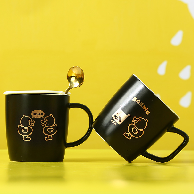 Mugs ceramic water cup home sitting room to ultimately responds a cup of cartoon creative yellow duck move cups with cover with a spoon
