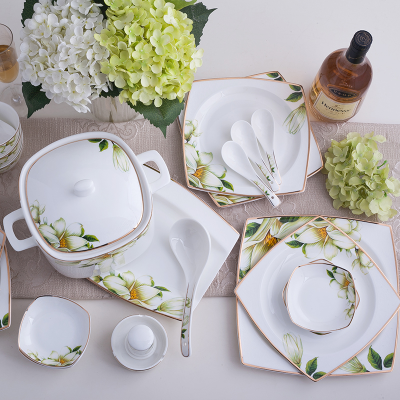 Europe type 56 skull porcelain tableware suit bowl dish household chopsticks sets high ceramic dishes wedding gift set