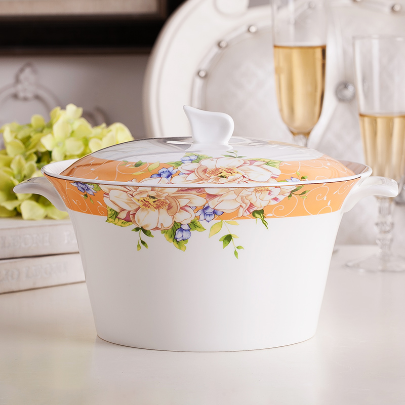 The dishes suit tangshan ipads porcelain tableware suit ceramic dishes gifts home to eat Chinese style is contracted 10 combination