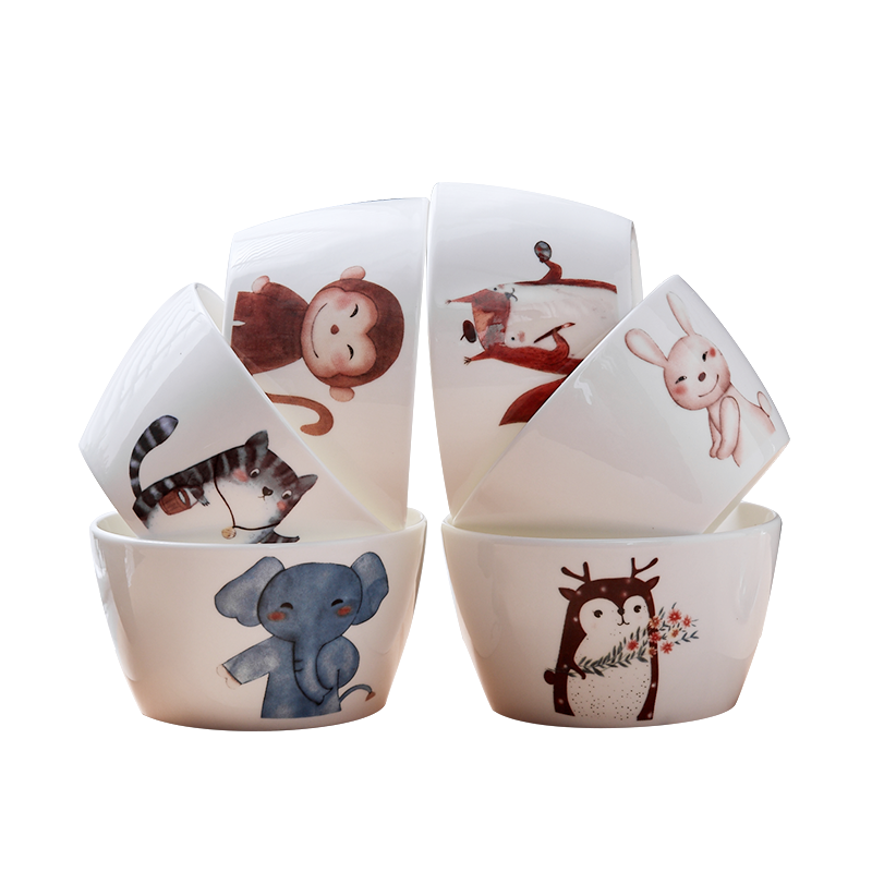 Ipads China to eat rice bowl 1 home only lovely girl students creative move heart ceramic bowl bowl of Korean cartoon children
