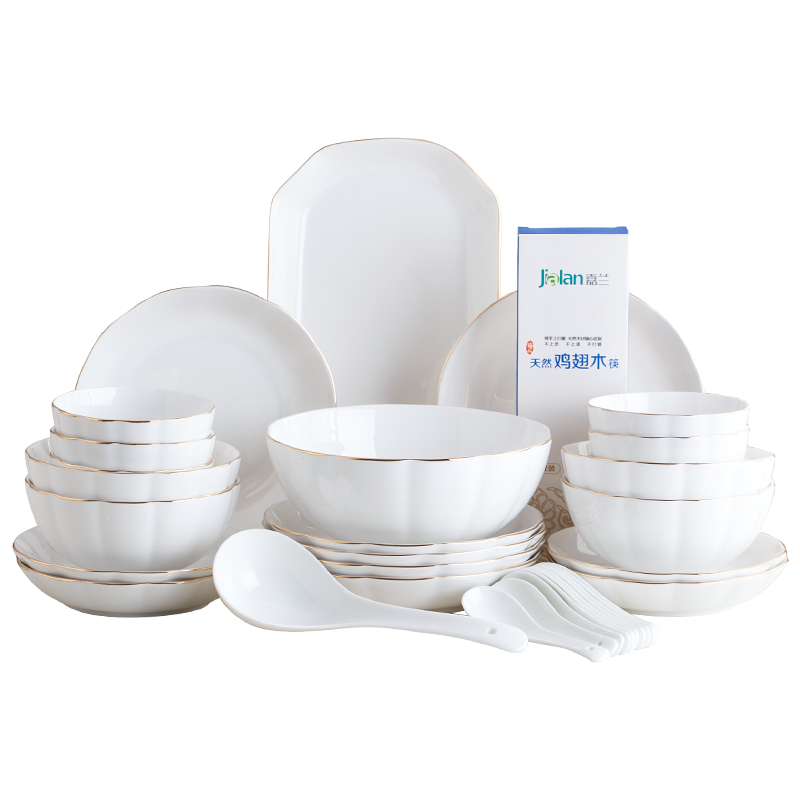Dishes suit household to use home eating bare-bones porcelain tableware contracted 10 Chinese dish bowl chopsticks ceramic Dishes