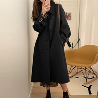 Черный [Woozen Coat Hepburn Wind/Winter Women's Dempretment/Японское нежное ветровое пальто/школьное зачатие)