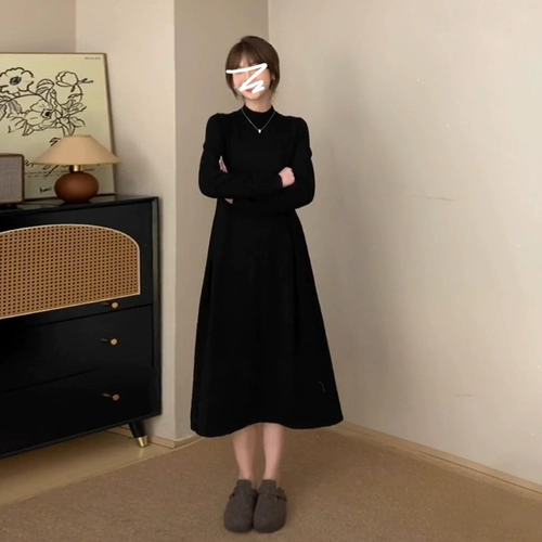 Трикотажное платье, базовый свитер, длинная юбка, премиум класс