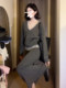 French sweater knitted dress for women in autumn and winter 2026 new winter temperament to wear with a complete set of long skirts