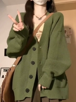 Зеленая куртка, аксессуар, сексуальный свитер, в американском стиле, изысканный стиль, свободный крой
