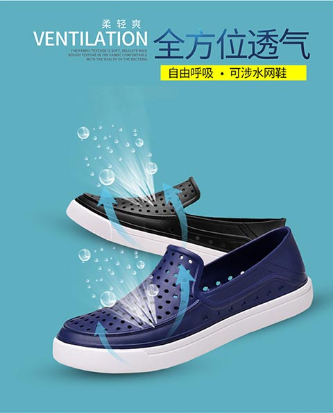 Luo Ken mùa hè mới lỗ giày nam và nữ đôi dép giản dị Giày đi biển Baotou giày da nam cao cấp