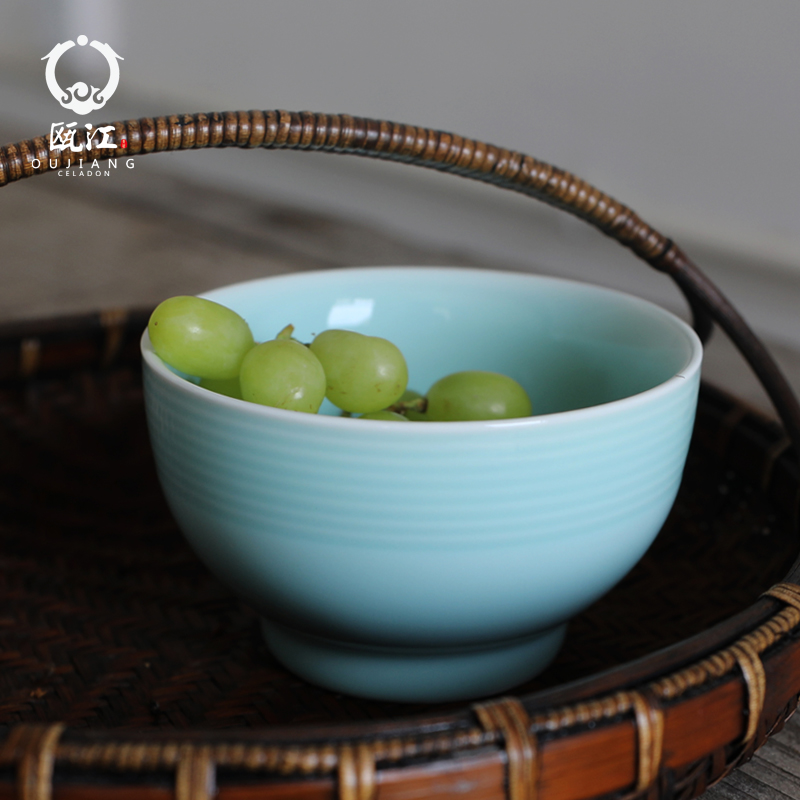 Oujiang longquan celadon bowls of Chinese style household contracted rice bowls into double bowl bowl dessert bowl of microwave tableware