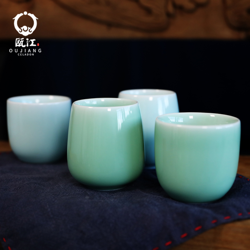 Oujiang longquan celadon small sample tea cup cup green water glass ceramic kungfu creative contracted Japanese ultimately responds to a cup of tea cups