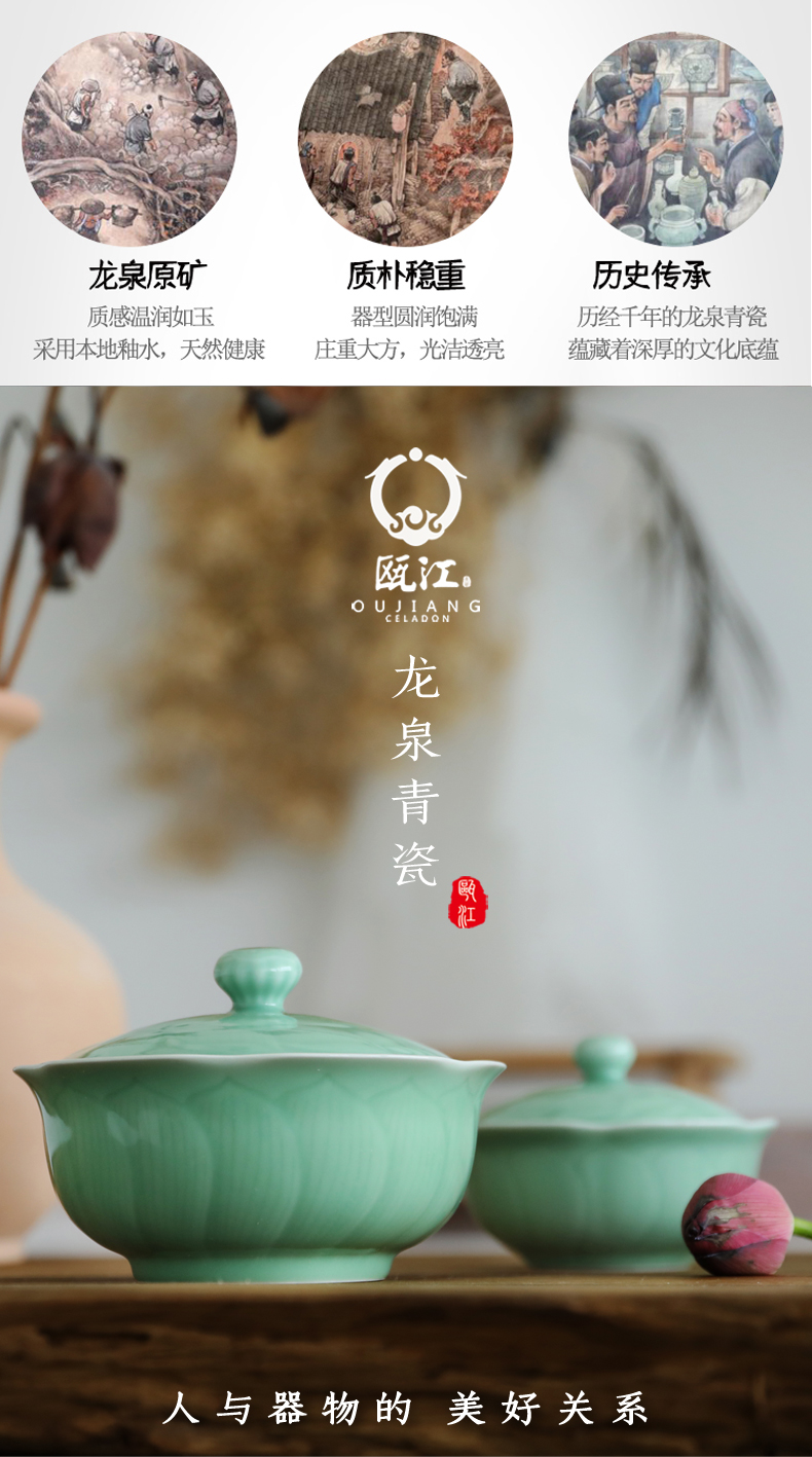 Variation of longquan celadon tableware products pot soup bowl lotus 8 inch bowl of microwave oven available lead - free environmental protection tableware by hand