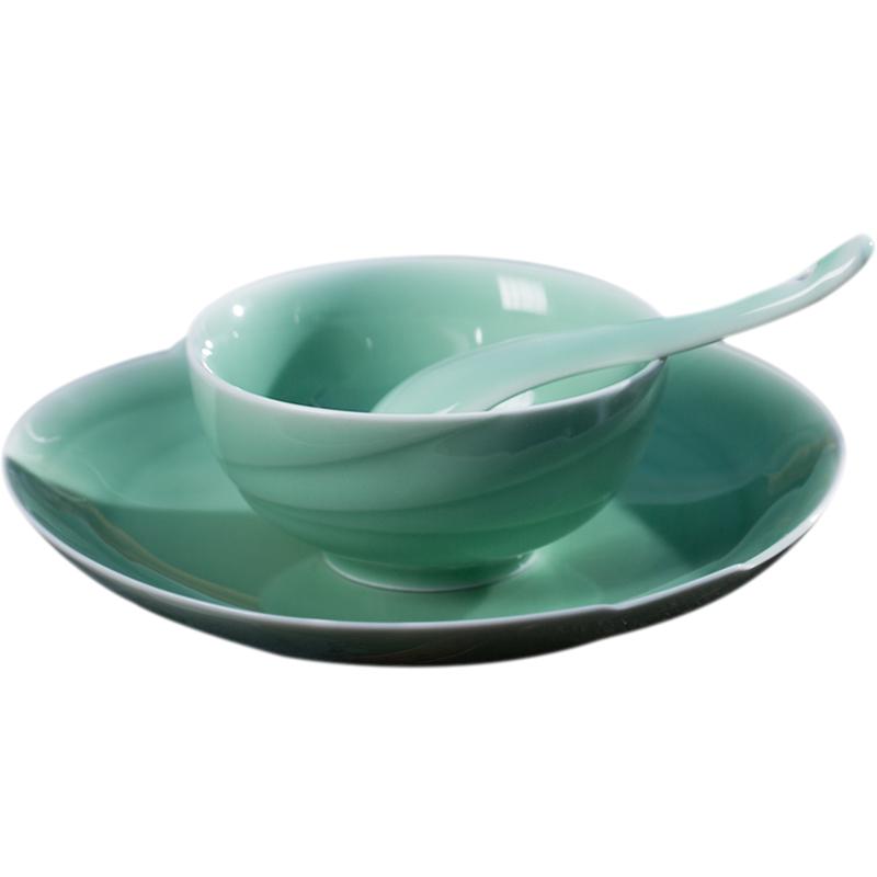 Oujiang longquan celadon chicken feather tableware suit household of Chinese style ceramic dish dish suit housewarming wedding gift box