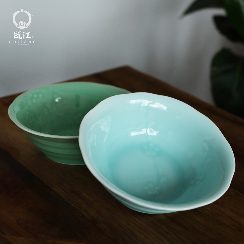 Oujiang longquan celadon bowls of Chinese style household small bowl of rice bowl bowl ceramic dessert spring scenery garden tableware