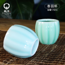 Longquan Oujiang celadon tea cup spring garden Cup ceramic cup Master Cup hand Cup household herbal tea cup single Cup