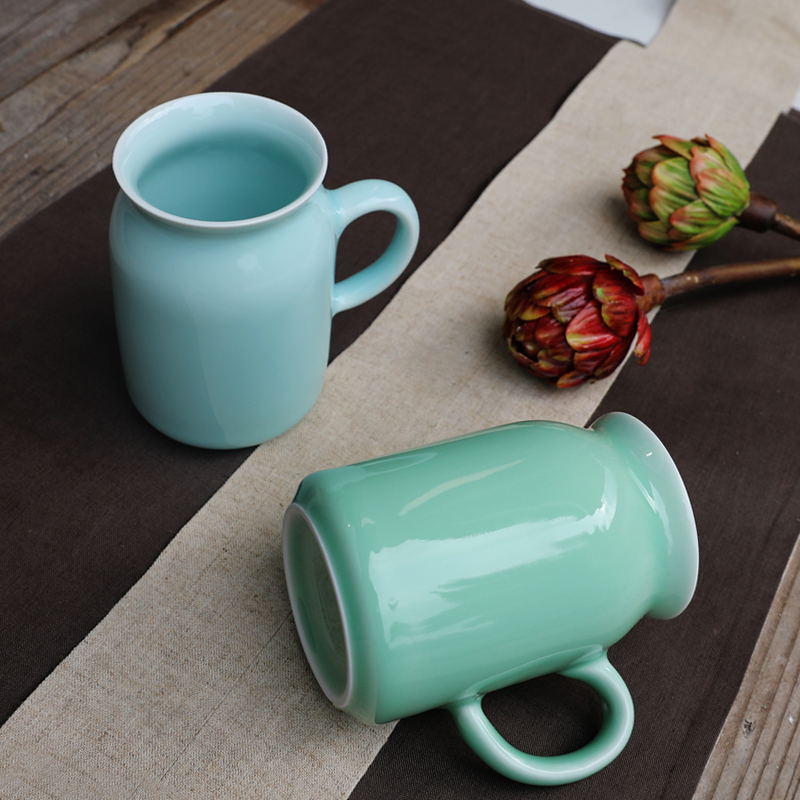 Oujiang longquan celadon ultimately responds a cup of milk cup contracted office ceramic keller with personal coffee cup